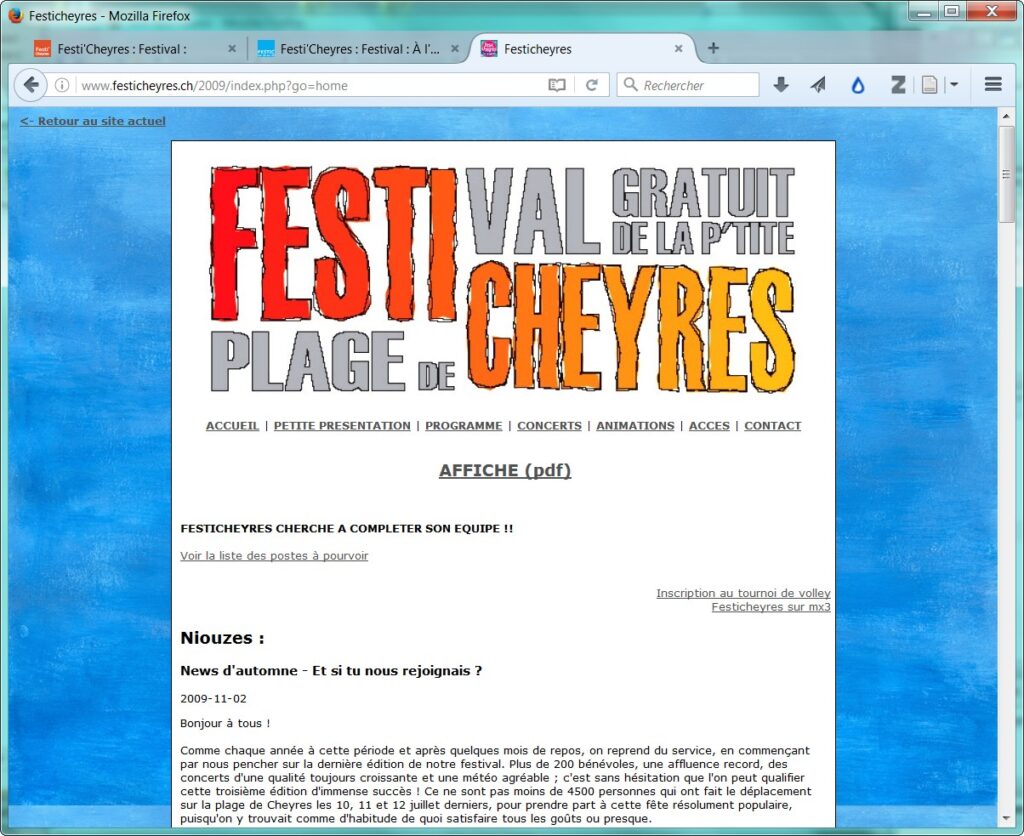 Site web Festi'Cheyres 2009