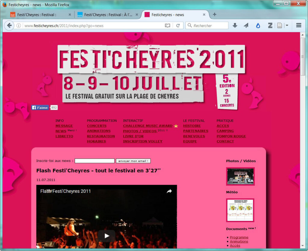 Site web Festi'Cheyres 2011